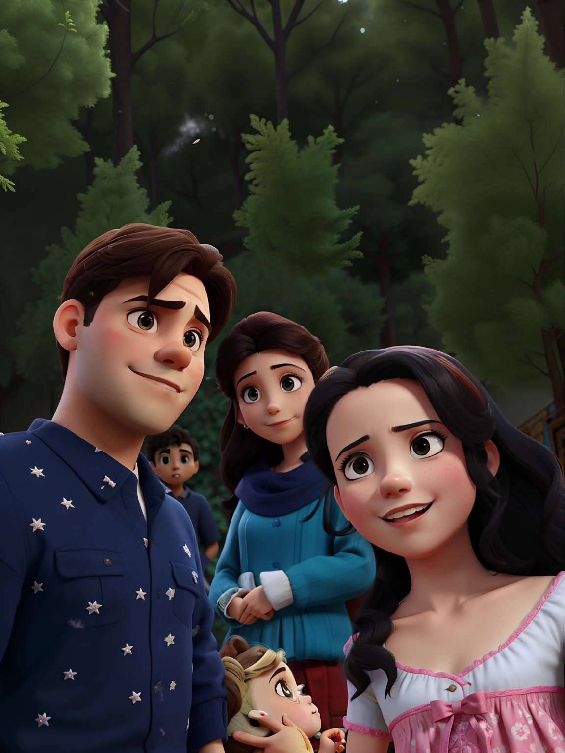 A beautiful family in celebration, no estilo do filme encanto