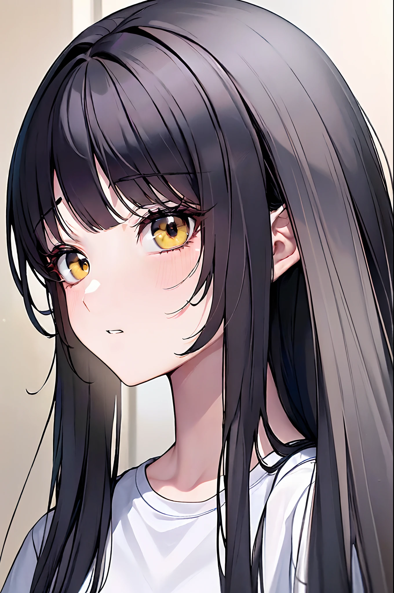 (4K works))、masterpiece、(top-quality)、Shopping、Korean female、adult woman、((Adult 26 years old))、((Face similar to Hyunjin))、cool lady、tall、((Glaring expression))、((Sleepy face))、((Strong eyes))、((Wearing a white T-shirt and a black jacket、Wear long black pants))、((Wear a black mask))、((Smaller face))、Slim body、((How to stand a sales match))、((Cheeky way of standing))、((Bad girl))、((Black long-haired))、((Yellow eyes))、((shot from front))、((Looking down on the viewer))、((rearing))、((Shot alone))、((Solo Photography))