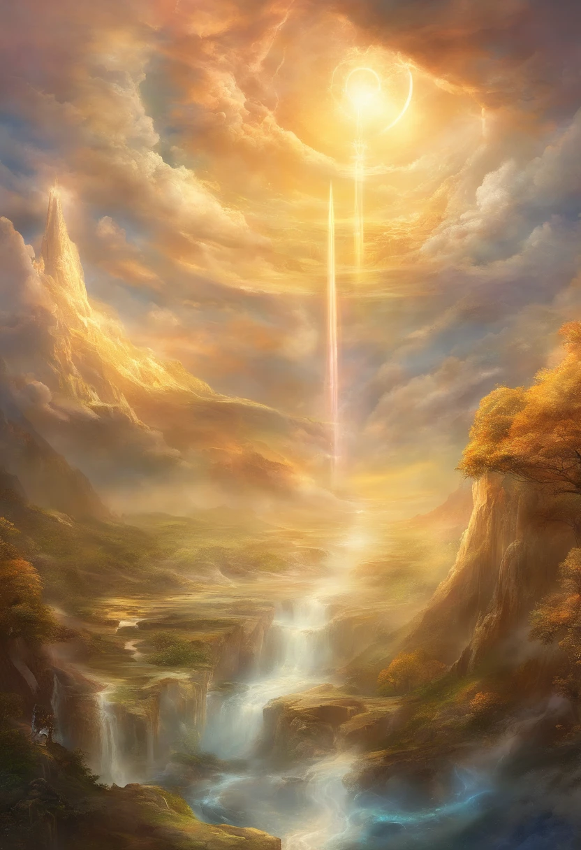 Kingdom in Heaven, celestial, ouro e prata, brilho, divindade, nuvens, sol,