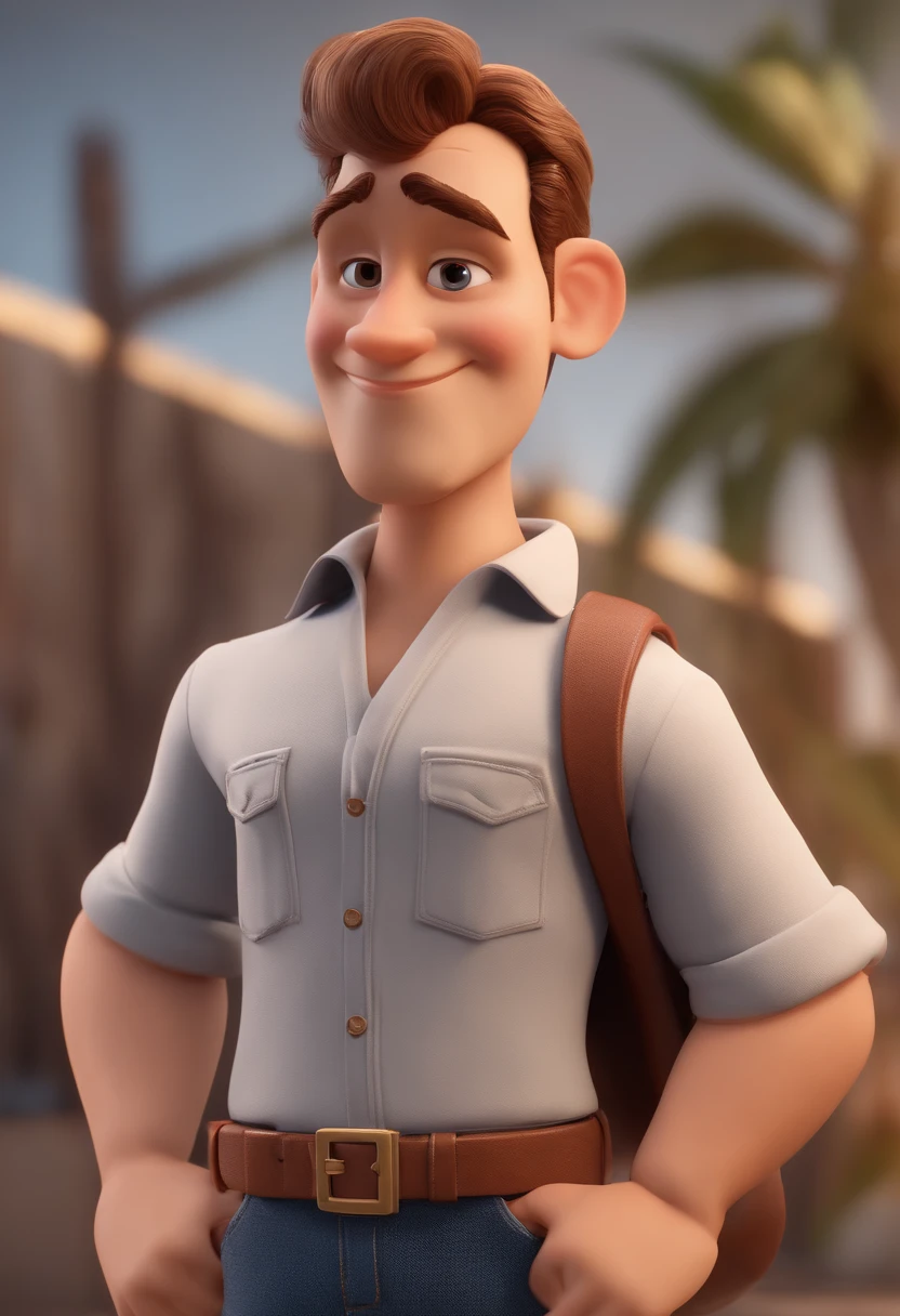 personagem dos desenhos animados de um homem e uma camisa polo, Jeans with 1,70m de altura , animation character, Caractere estilizado, animation style rendering, 3D estilizado, Arnold Maya render, 3 d render stylized, toon render keyshot, Personagem 3D, Personagem 3D, 3d rendering stylized, 3 d character render, personagem de desenho animado, Personagem de close up, Pose de personagem, (Estilo Pixar) (master part:1.2) (Bokeh) (melhor qualidade) (pele detalhada) (textura detalhada) (8k) (argila) (Cinematic lighting) (foco nítido