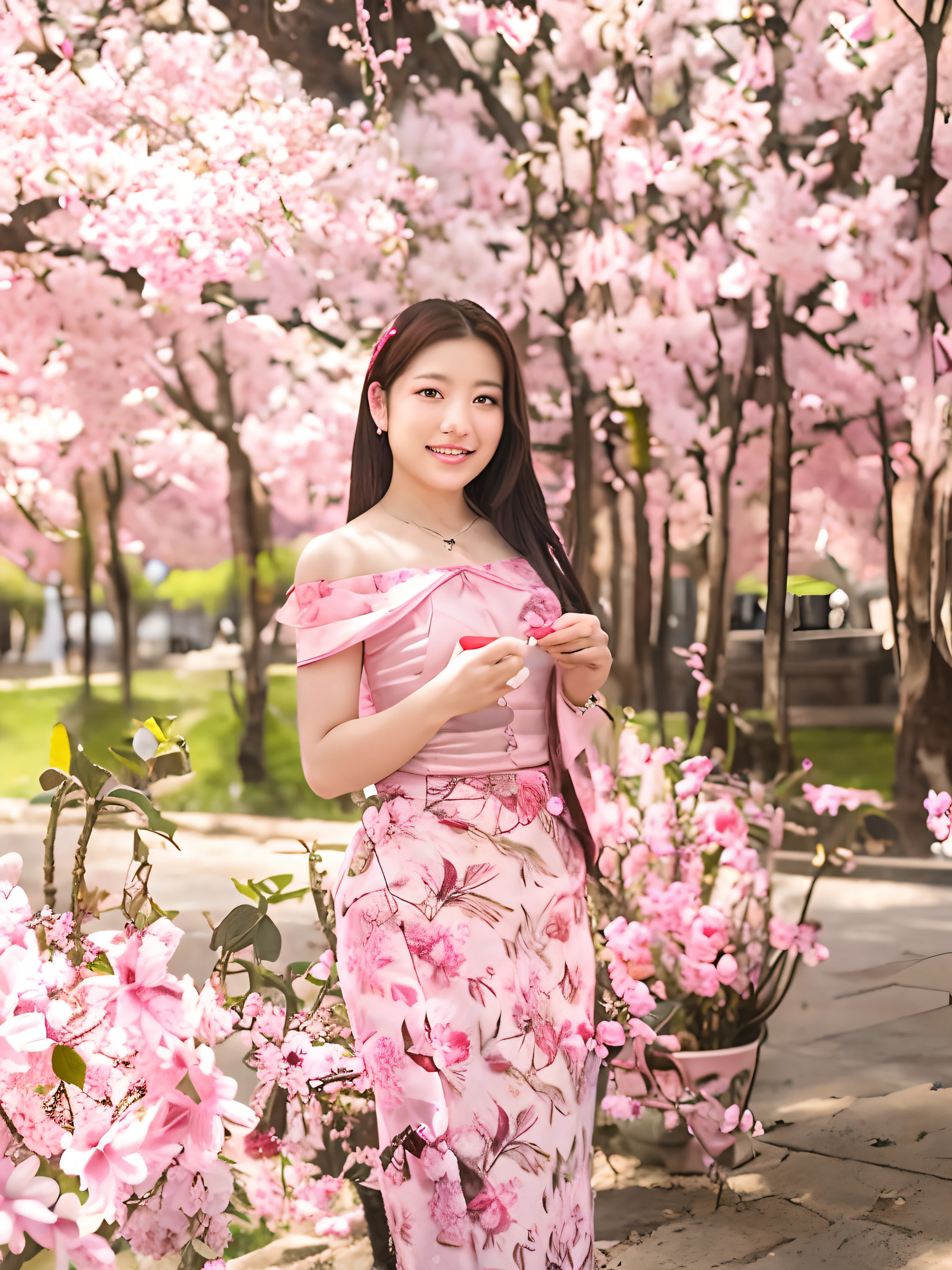 Pretty girl under a Sakura tree