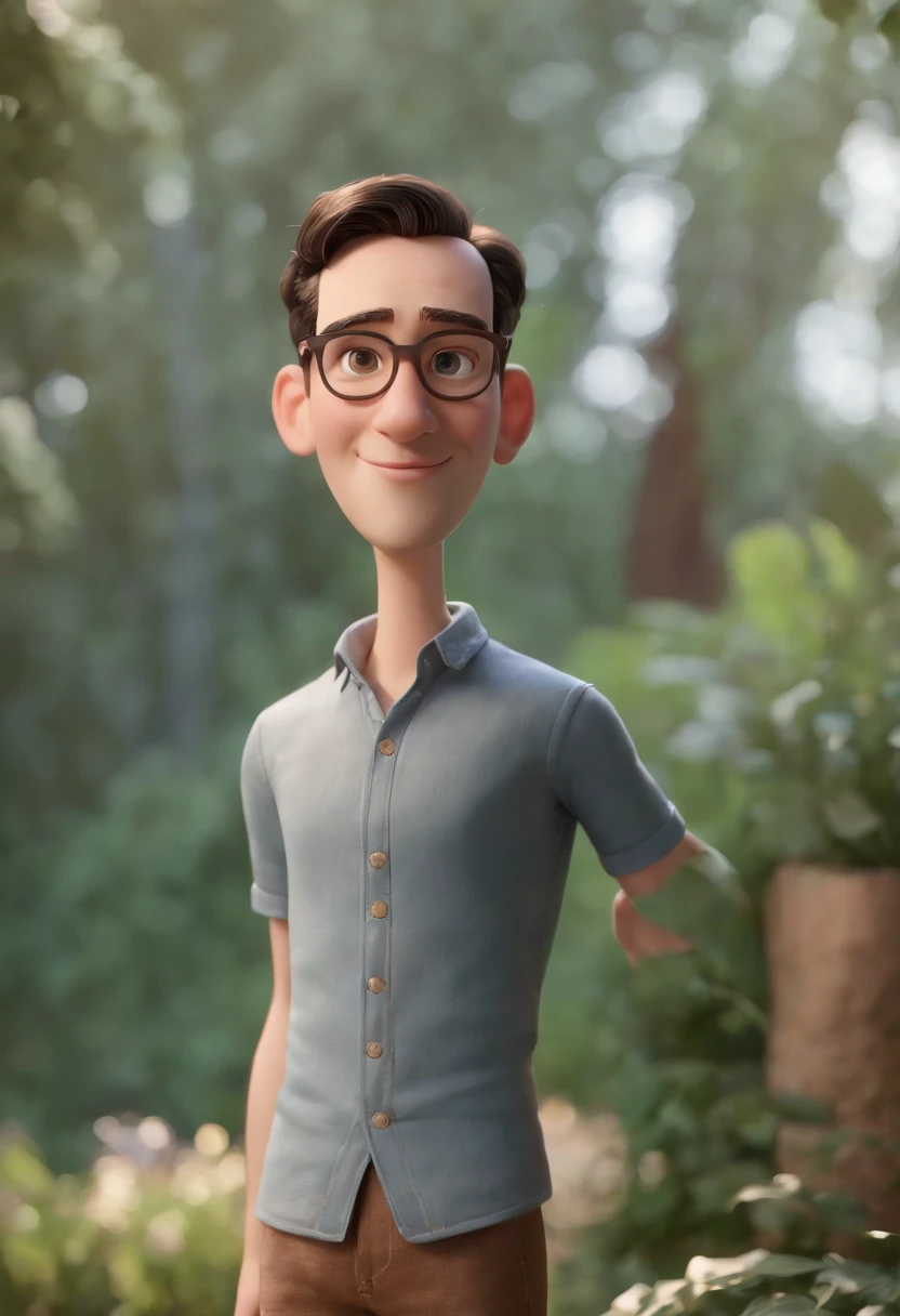 Cartoon character of a man without glasses, baixinho, gordinho, Black hair and medium size, camisa social branca, animation character, Caractere estilizado, animation style rendering, 3D estilizado, Arnold Maya render, 3 d render stylized, toon render keyshot, Personagem 3D, Personagem 3D, 3d rendering stylized, 3 d character render, personagem de desenho animado, Personagem de close up, Pose de personagem,  (Estilo Pixar) (master part:1.2) (Bokeh) (best quality) (pele detalhada) (textura detalhada) (8k) (argila) (Cinematic lighting) (foco nítido