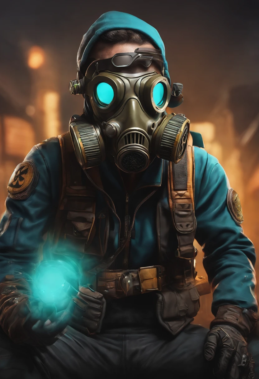 A cartoon character of a man with a gas mask and a gas mask in, foto de perfil 1024px, estilo de arte borderlands, borderlands 3 estilo, Aetherpunk realista, from valve, estilo borderlands, estilo de arte duke nukem, Eldritchpunk, musculoso! Cyberpunk, imagem do avatar, foto de perfil, Velho Cyberpunk, foto do perfil, imagem de perfil