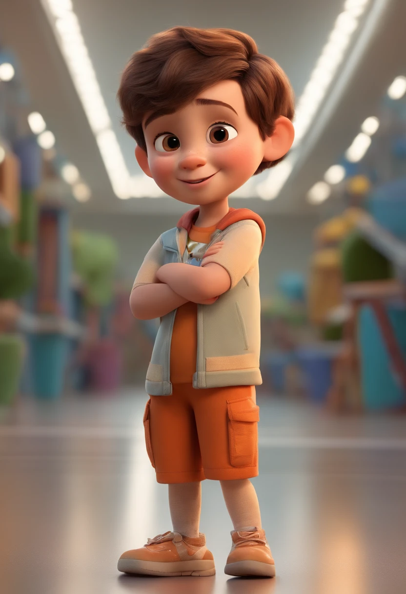 a happy cute standing short hair, vestindo uma fantasia espacial, , fundo branco, barnet, Tom, Estilo Pixar, ....3d, desenhos animados, rosto detalhado, asymmetrical 16k