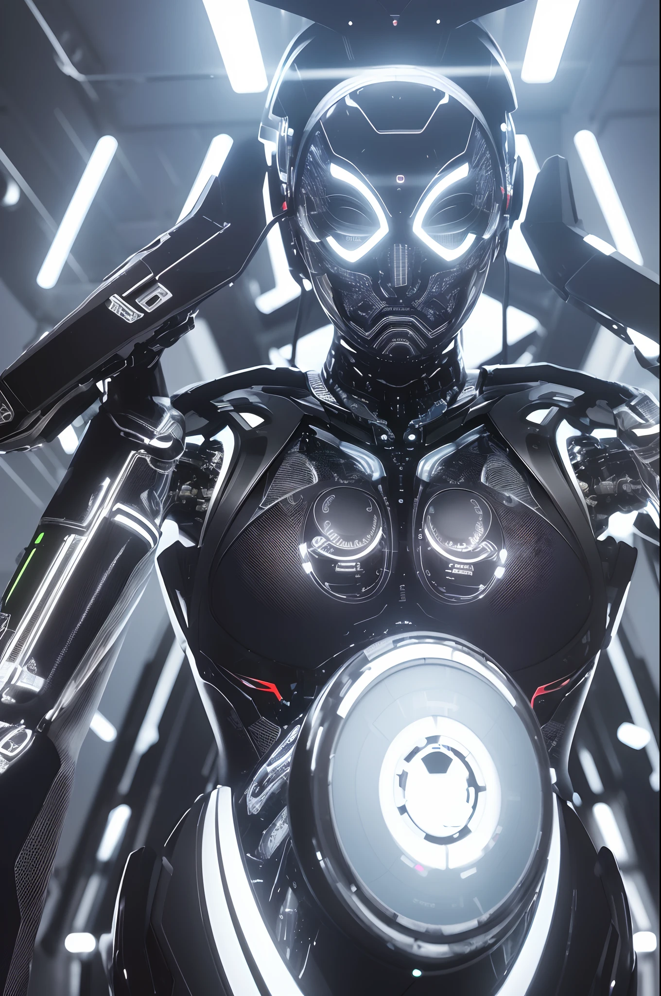 (best quality,highres,masterpiece:1.2),ultra-detailed,(realistic,photorealistic,photo-realistic:1.37),cyborg,complex patterned eyes,universe-inspired,technological theme,metallic textures,glowing circuits,dystopian feel,dynamic lighting,black and white with pops of vibrant colors,sharp focus,detailed facial features,mechanical elements,sci-fi concept,innovative design,gleaming surface,futuristic aesthetic,cybernetic enhancements,expressive emotions,intense gaze,mysterious aura,dramatic shadows,high contrast image,wide-angle perspective,ethereal glow,creatively incorporated neural network,artistic interpretation of technology,precision engineering,stunning visual impact,neon accents,crisp lines and curves,ethereal beauty,digitally enhanced,seamless integration,impressive visual depth,mesmerizing details,techno-organic fusion,industrial backdrop,advanced robotics,otherworldly atmosphere.