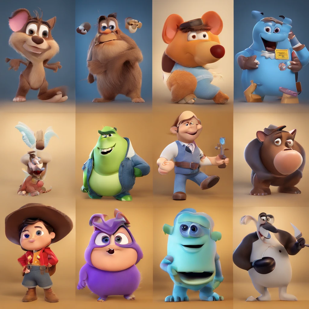 Create a Disney Pixar-inspired poster with 5 characters law firm