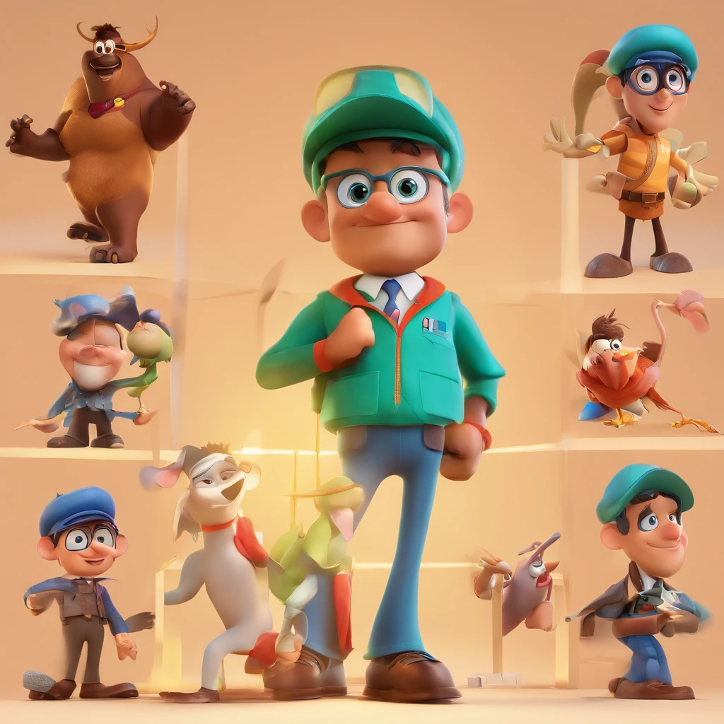 Create a Disney Pixar-inspired poster with 5 characters law firm