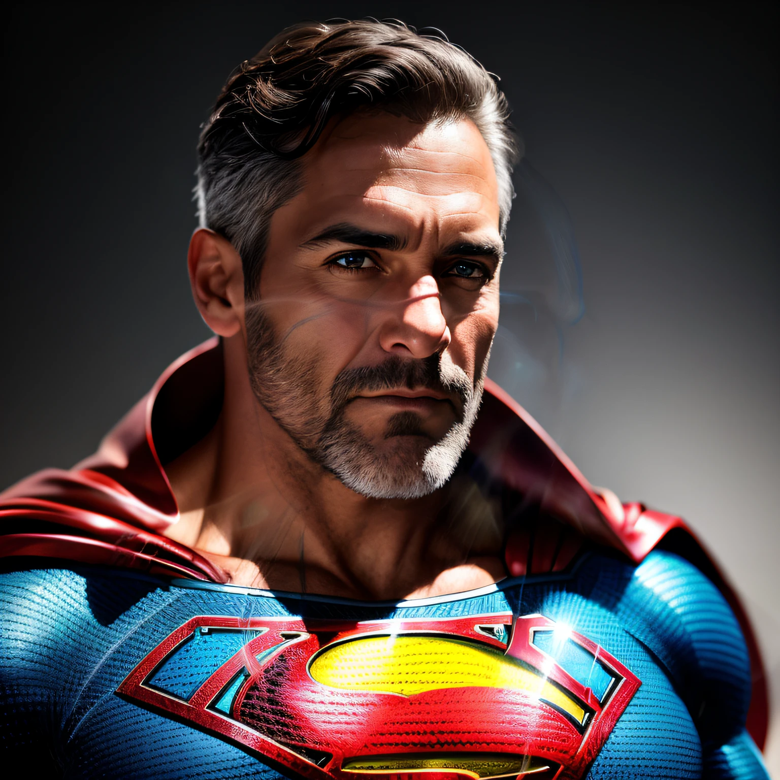 40-year-old man, unshaven, ((photograph of Superman wearing black uniform)) (((full body)))), city background, photographyrealistic, photography, work-before, realistic, realism, photographyrealism, high contrast, digital art, realistic photography, trend in Artstation 8k HD, high definition, realistic, detailed, detailed, detailed, skin texture, hyper detailed, realistic skin texture, armor, best quality, ultra high resolution, (photographrrealistic: 14), hight resolution, detailed, raw photography, Crisp re, By Lee Jeffries Nikon D850 Stock Film Photography 4 Kodak Portra 400 Camera F1 .6 lens rich colors hyper realistic texture dramatic lighting unrealengine trend in artstation cinestill 800, ((((Full Body))))