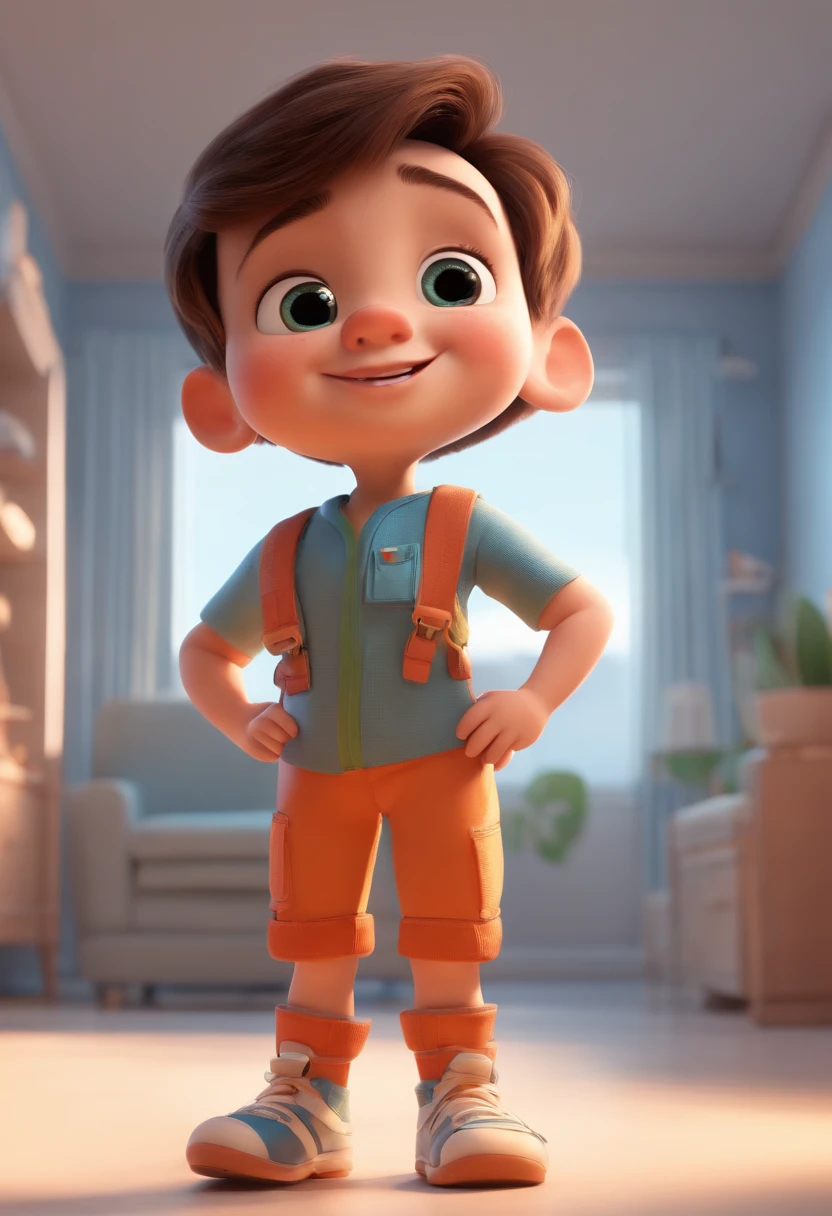 a happy cute ??? standing short hair, vestindo uma fantasia espacial, , fundo branco, barnet, toon, estilo pixar, 3d, desenhos animados, rosto detalhado, asymmetrical 16k