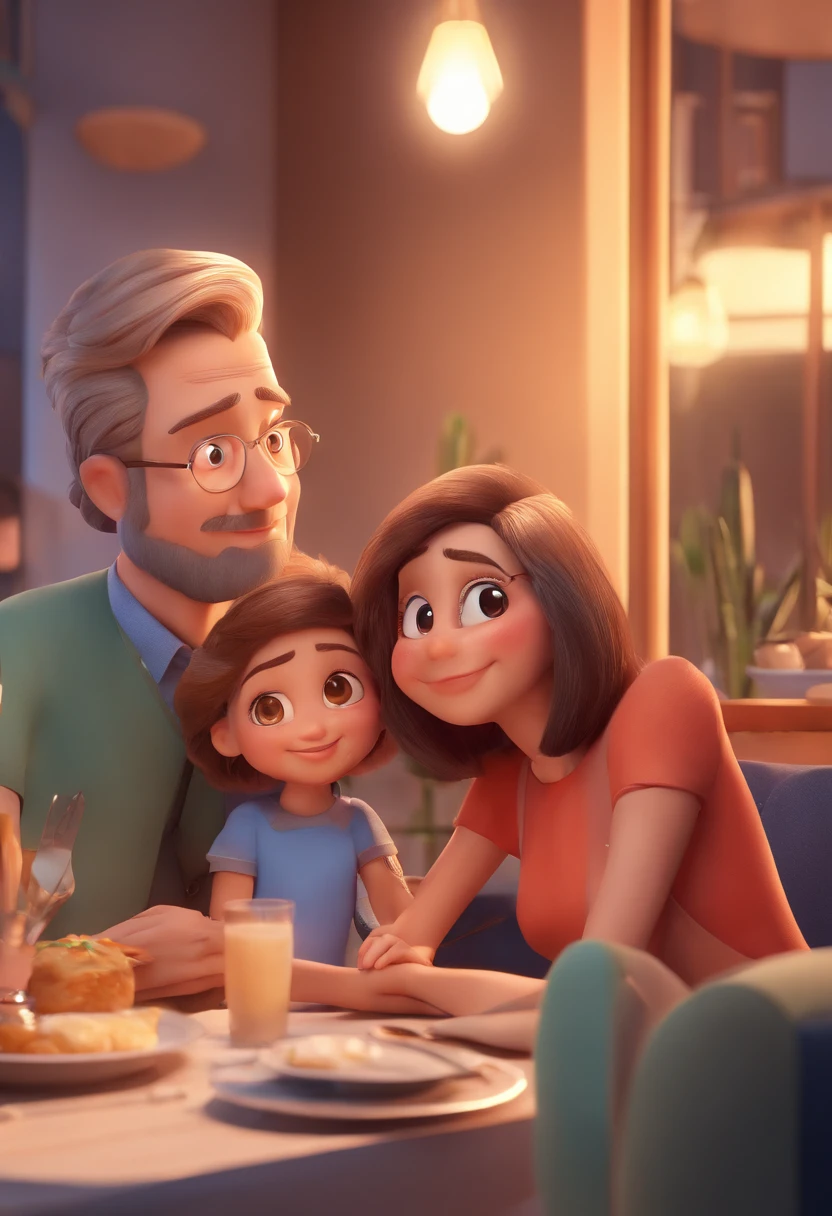An illustration of an adorable couple, Destacando um homem e uma mulher com beleza, Expressive eyes – the man's hair is bald and brown and he has a full beard, While the woman's hair is tied up in a bun and blonde. They are a bright space, Todos com um sorriso no rosto, e compartilhe um momento especial, That is marked by love, viagem, and pedagogical insights. Ilustre esta cena a partir de uma perspectiva, where they're facing away from the camera, Show Your Connection. Desenvolva esta arte em Full HD, Focus on your cinematic touch, Estilo Disney Pixar Animations