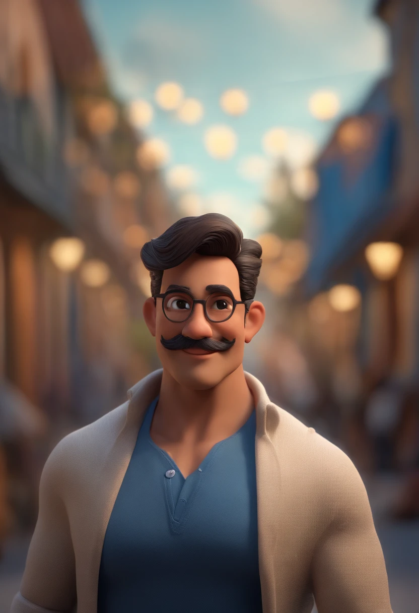 personagem dos desenhos animados de um homem dj e uma camisa azul, animation character, Caractere estilizado, animation style rendering, 3D estilizado, Arnold Maya render, 3 d render stylized, toon render keyshot, Personagem 3D, Personagem 3D, 3d rendering stylized, 3 d character render, personagem de desenho animado, Personagem de close up, Pose de personagem,  (Estilo Pixar) (master part:1.2) (Bokeh) (best quality) (pele detalhada) (textura detalhada) (8k) (argila) (Cinematic lighting) (foco nítido