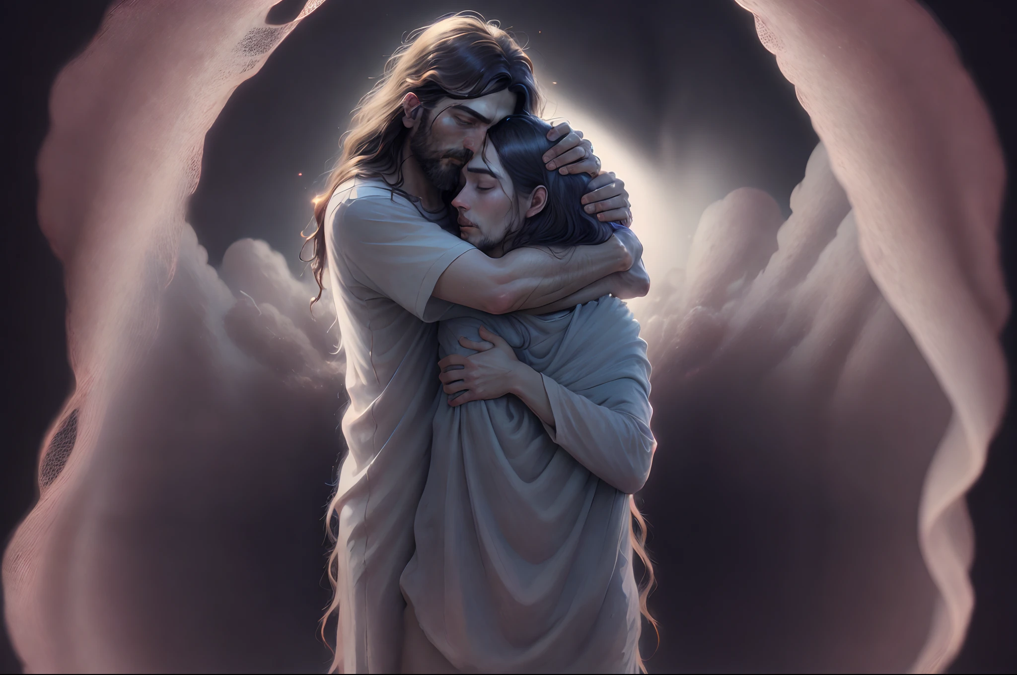 Jesus Christ hugging