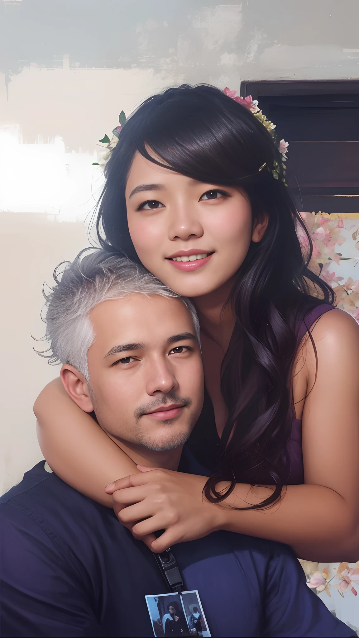 There is a man and a woman posing for a photo with flowers on their heads, Thomas Anthony e Malika Favre, Jordan Grimmer e Natasha Tan, Tyler Edlin e Natasha Tan, Inspirador, Artgerma e Greg Rutkowski, Tran Ross, Dave McKean e Stina Persson, Millaise e Greg Rutkowsk