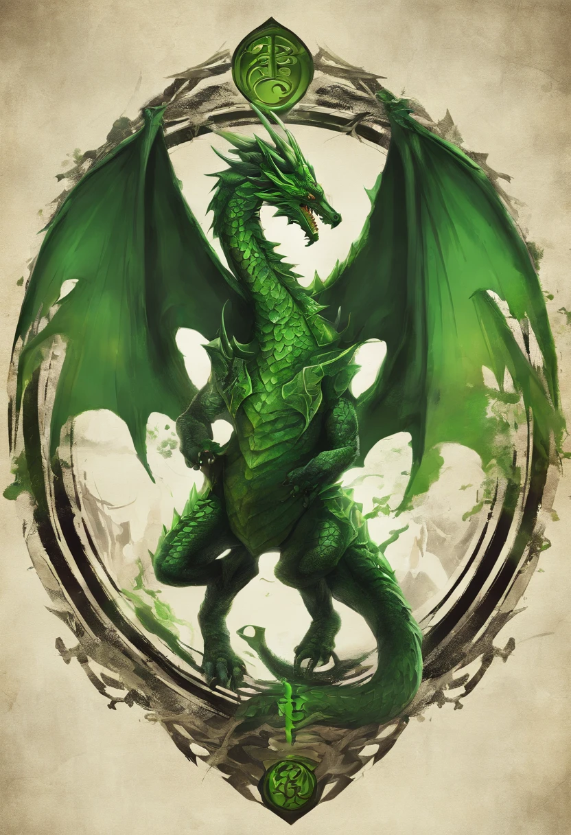 Create a logo with green dragon in the middle