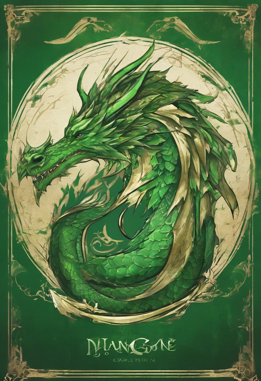 Create a logo with green dragon in the middle