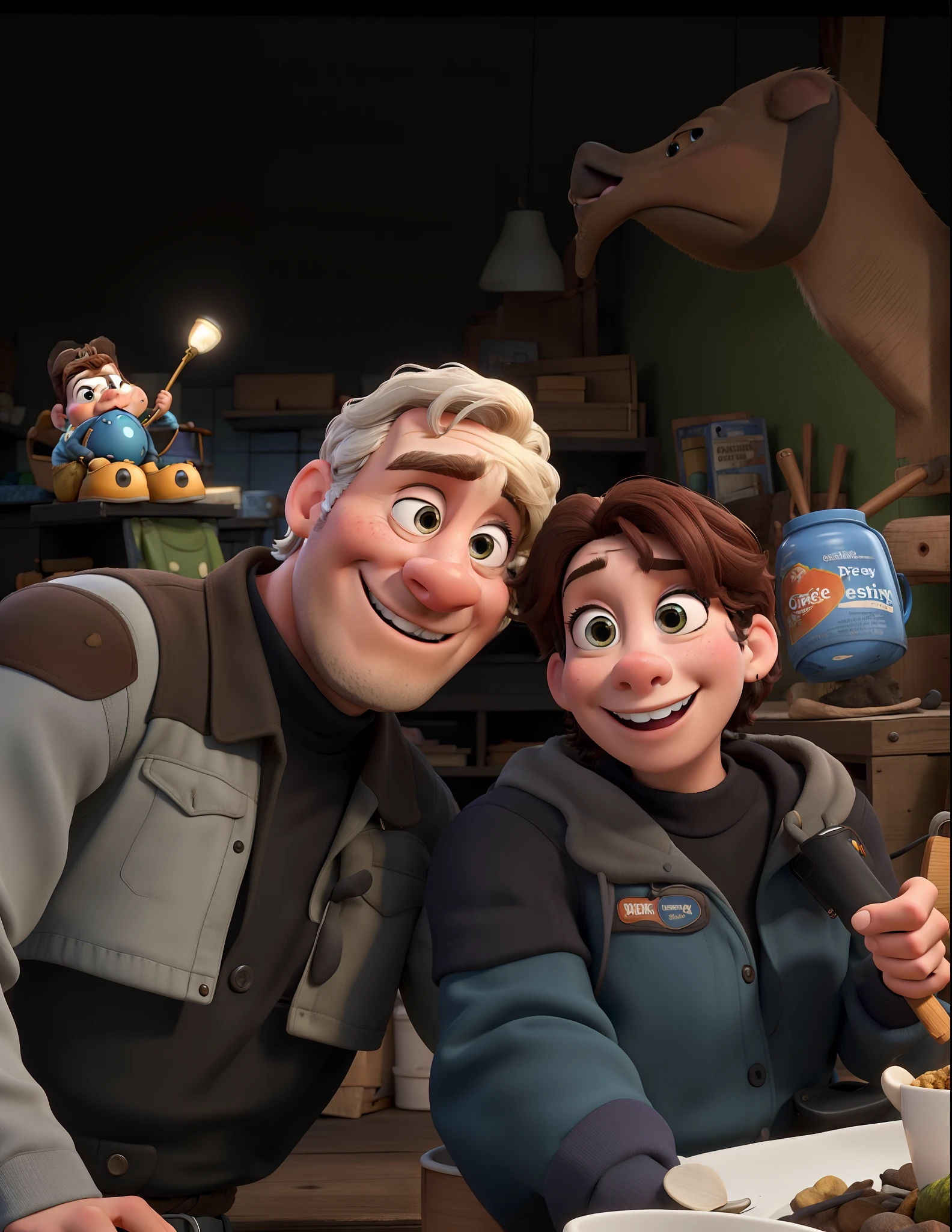 A couple in great quality and definition in the style of Disney pixar