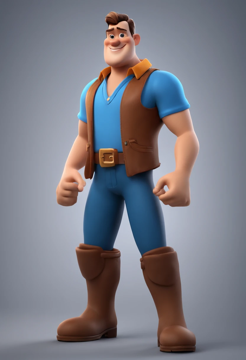 Personagem de desenho animado de um homem usando camisa azul, um personagem animado, Caractere estilizado, animation style rendering, 3D estilizado, Arnold Maya render, 3 d render stylized, toon render keyshot, Personagem 3D, Personagem 3D, 3d rendering stylized, 3 d character render, personagem de desenho animado, Personagem de close up, Pose de personagem, (Estilo Pixar) (master part:1.2) (Bokeh) (best quality) (pele detalhada) (textura detalhada) (8k) (argila) (Cinematic lighting) (foco nítido，Senta e vaza a parte superior do corpo
