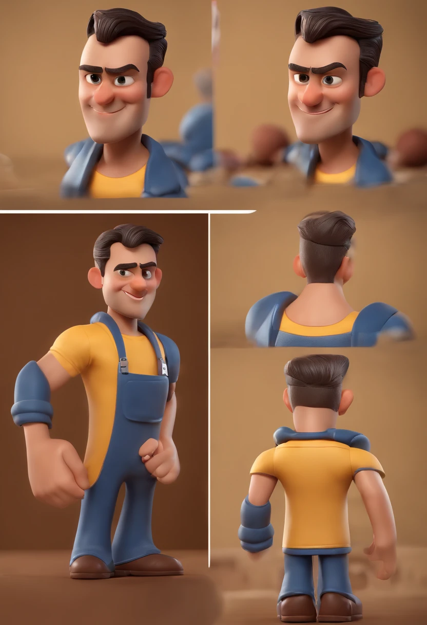 Personagem de desenho animado de um homem usando camisa azul, um personagem animado, Caractere estilizado, animation style rendering, 3D estilizado, Arnold Maya render, 3 d render stylized, toon render keyshot, Personagem 3D, Personagem 3D, 3d rendering stylized, 3 d character render, personagem de desenho animado, Personagem de close up, Pose de personagem, (Estilo Pixar) (master part:1.2) (Bokeh) (best quality) (pele detalhada) (textura detalhada) (8k) (argila) (Cinematic lighting) (foco nítido,Senta e vaza a parte superior do corpo