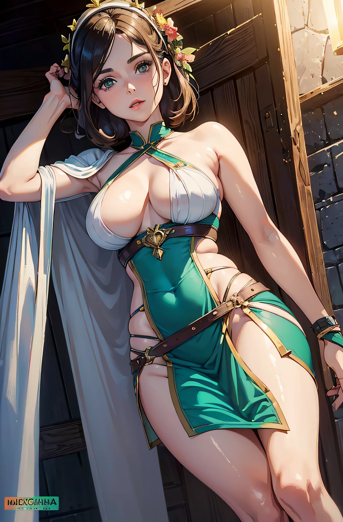 ((((A young woman))), O Anime, ( olhos verdes), (cabelos pretos), Nice face, sorriso, O corpo perfeito, , (((Morena))), seios grandes, ((tmasterpiece, melhor qualidade)), illustartion, Ультра деталпазированная 8k, fotorrealista, foco nítido, Altamente detalhado, professional lighting, Maquiagem brilhante, red-lips, Toenails and fingernails are varnished, (pele escura:1,2), baixa estatura, pele escura, Mulher indiana, cabelo africano, dragas, estilo urbano, desgaste casual, sapatos casuais, confeitaria, buns, pasties, Bolosmulher arafed em um vestido prateado posando para uma foto, Retrato de Alexandra Daddario, Alexandra Daddario, Alexandra Daddario Rosto!!, mulher mais bonita da terra, gorgeous female alison brie, beautiful alison brie magician, Alison Brie, beleza de cair o queixo, com olhos verdes deslumbrantes, a cara de absurdamente bela, linda jovem Alison Brie, julia sardadedos de alta qualidade, normal hands, dedos detalhados,master part, (Realistic, photo-realistic:1.37), (Mulher de 22 anos), Middle breast, cintura pequena, olhos azuis, beautiful face, perfect lighting, belos olhos detalhados, mulher incrivelmente bonita, penteado detalhado, Antecedentes detalhados, quarto, cama, vestir, See upright through the cloth