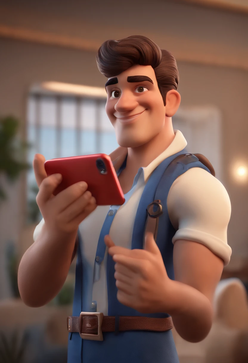 personagem dos desenhos animados de um homem de 23 anos tirando uma selfie na frente do espelho ,uma camisa branca do flamengo , animation character, Caractere estilizado, animation style rendering, 3D estilizado, Arnold Maya render, 3 d render stylized, toon render keyshot, Personagem 3D, Personagem 3D, 3d rendering stylized, 3 d character render, personagem de desenho animado, Personagem de close up, Pose de personagem,  (Estilo Pixar) (master part:1.2) (Bokeh) (best quality) (pele detalhada) (textura detalhada) (8k) (argila) (Cinematic lighting) (foco nítido