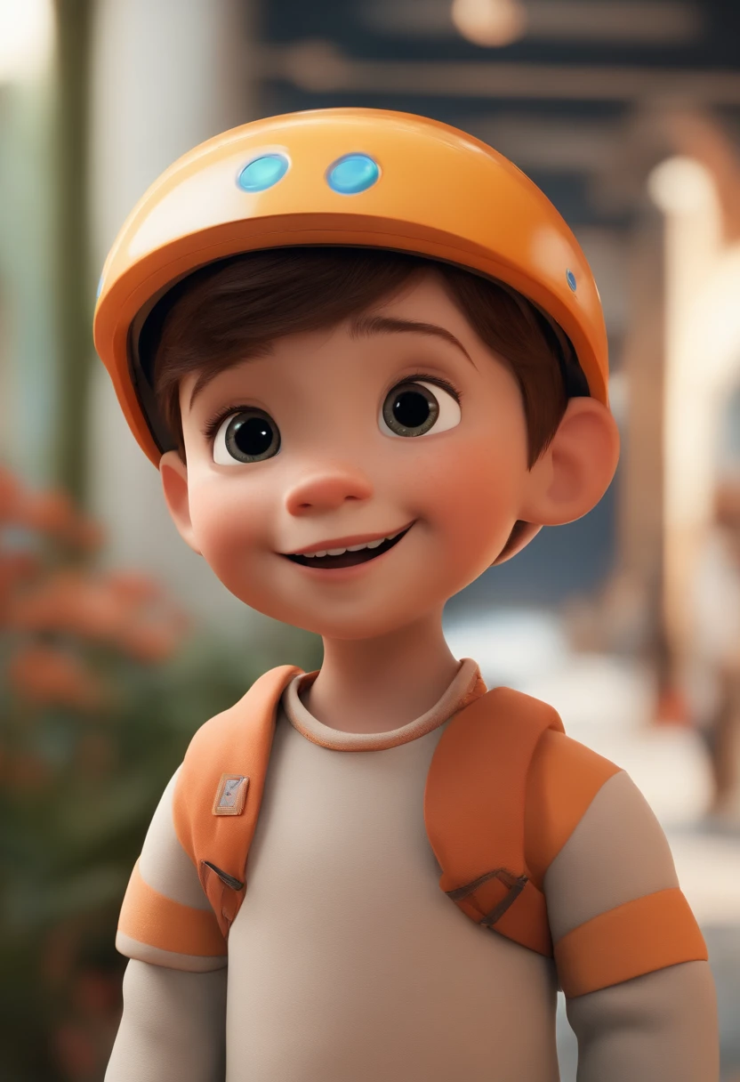 a happy cute standing short hair, vestindo uma fantasia espacial, , fundo branco, barnet, Tom, Estilo Pixar, ....3d, desenhos animados, rosto detalhado, asymmetrical 16k