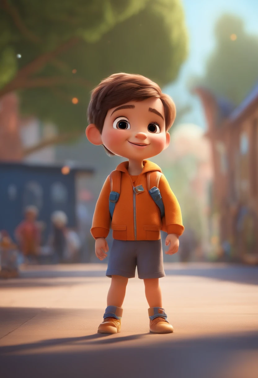 a happy cute ??? standing short hair, vestindo uma fantasia espacial, , fundo branco, barnet, Tom, Estilo Pixar, ....3d, desenhos animados, rosto detalhado, asymmetrical 16k