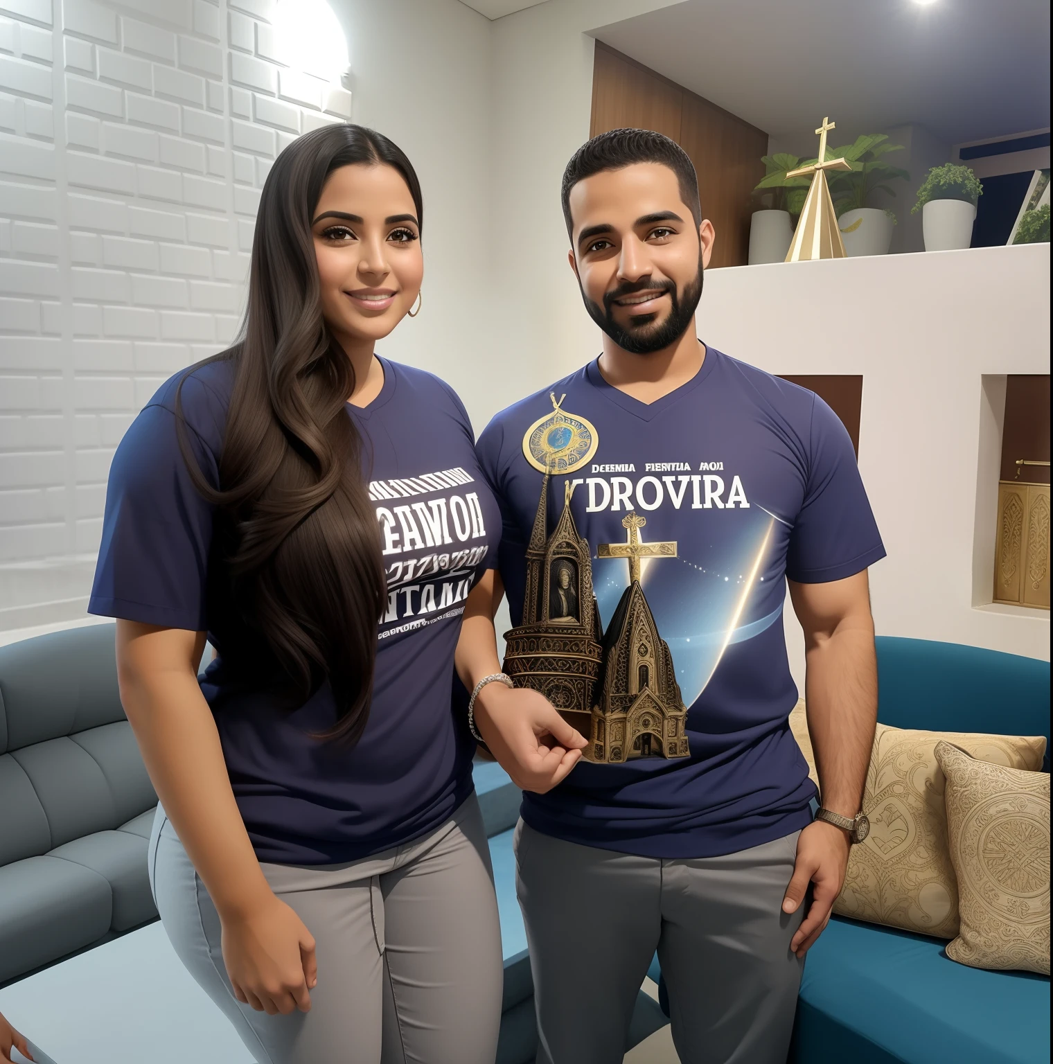 Casal segurando imagem de nossa senhora Aparecida bem devotos e apaixonados. Where faith and love unite this couple more and more.