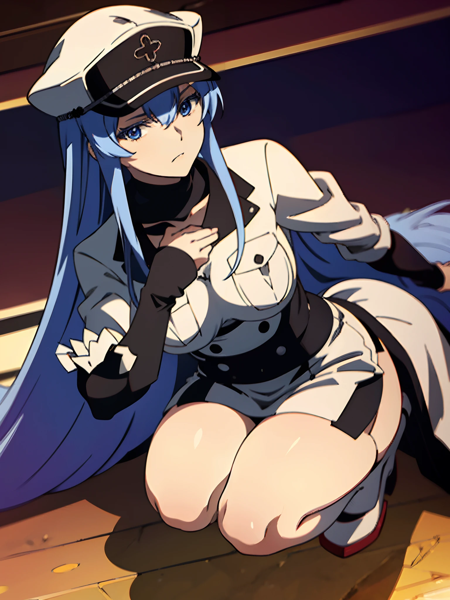 anime - style image of a woman in a white uniform and a white coach hat, designer black plus symbol in the middle of hat, black designer short skirt, long sexy legs, big tits, white high heels, striking pose, anime maid  ss military, from girls frontline, female anime character, best anime 4k konachan wallpaper, kantai collection style, female action anime girl, krenzcushart, cushart krenz, fine details. girls frontline, portrait of a female anime hero, ultra hd, ultra resolution quality, best quality, masterpiece, great sexy body, ultra hd quality, best resolution, 4k, ultra 4k hd, 8k, ultra 8k hd, 8k hd