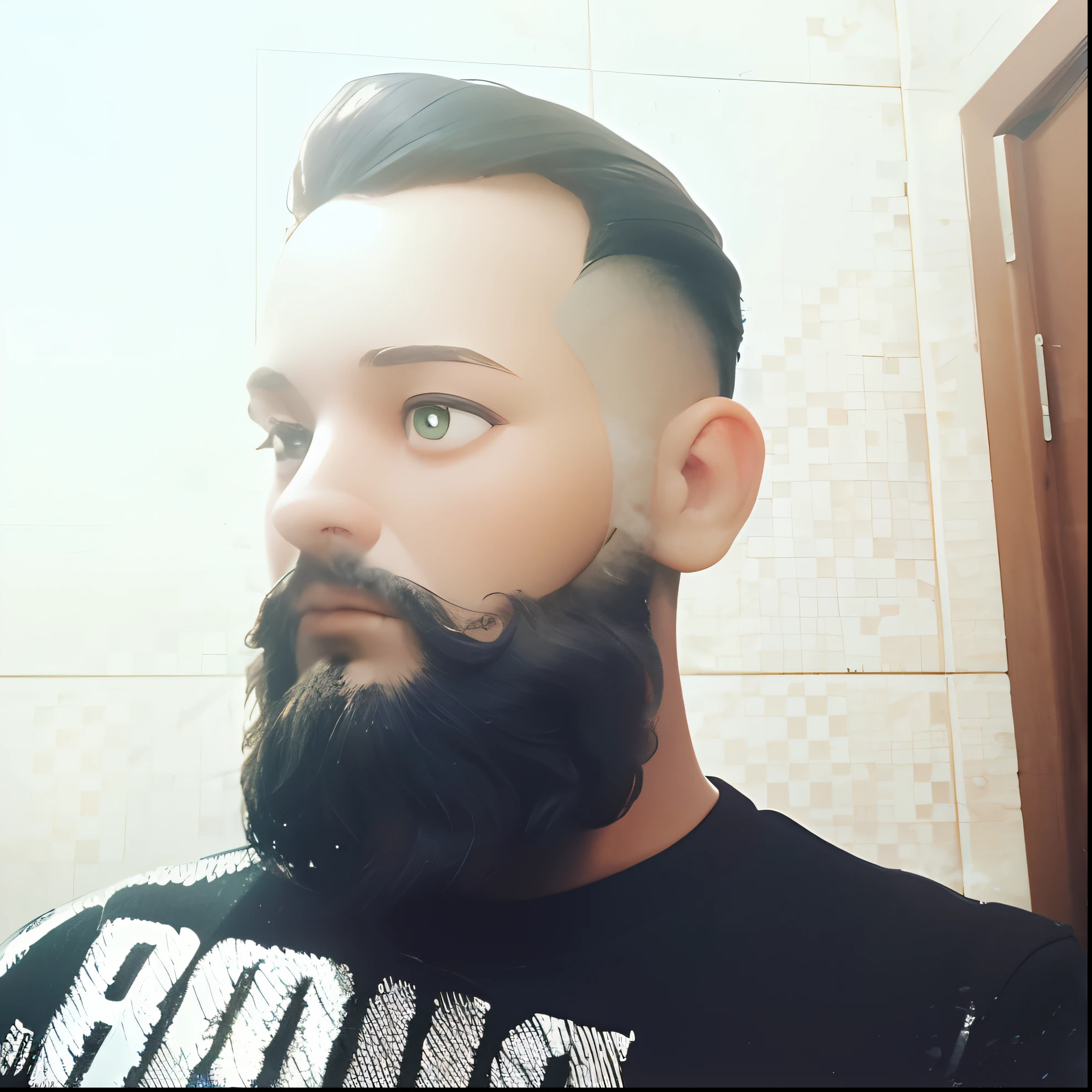 （master part),((Alta qualidade d)),(melhor bonito:1.2),(obra de arte de um),((Face estereoscópica 3D)),8k,(Disney),Uma menina com um rosto bonito,Cabelo encaracolado amarelo,blush fraco,Usando um top de renda preto,Fique em um palco moderno,His eyes were focused on the distance,she's a singer,The background is blurry and mysterious,iluminado pela luz,Enchanted expression,artistic design,tridimensional,fotos em close-up,((The side is full of smoke)),