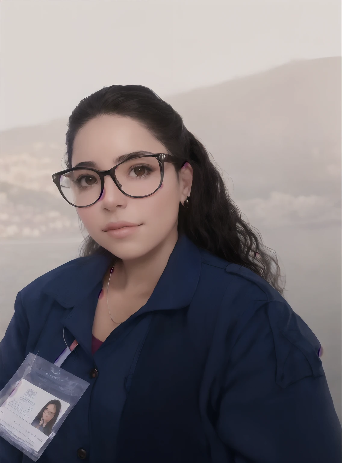 There's a woman with glasses and an ID tag on her shirt, Lorena Avarez, imagem de perfil, Alanis Guillen, Estefania Villegas Burgos, Directed by: Nandor Soldier, Anos Imane, imagem profissional, Foto realista, Adriana DXIM, Valentina Embaralhamento, fernanda suarez, foto de perfil profissional