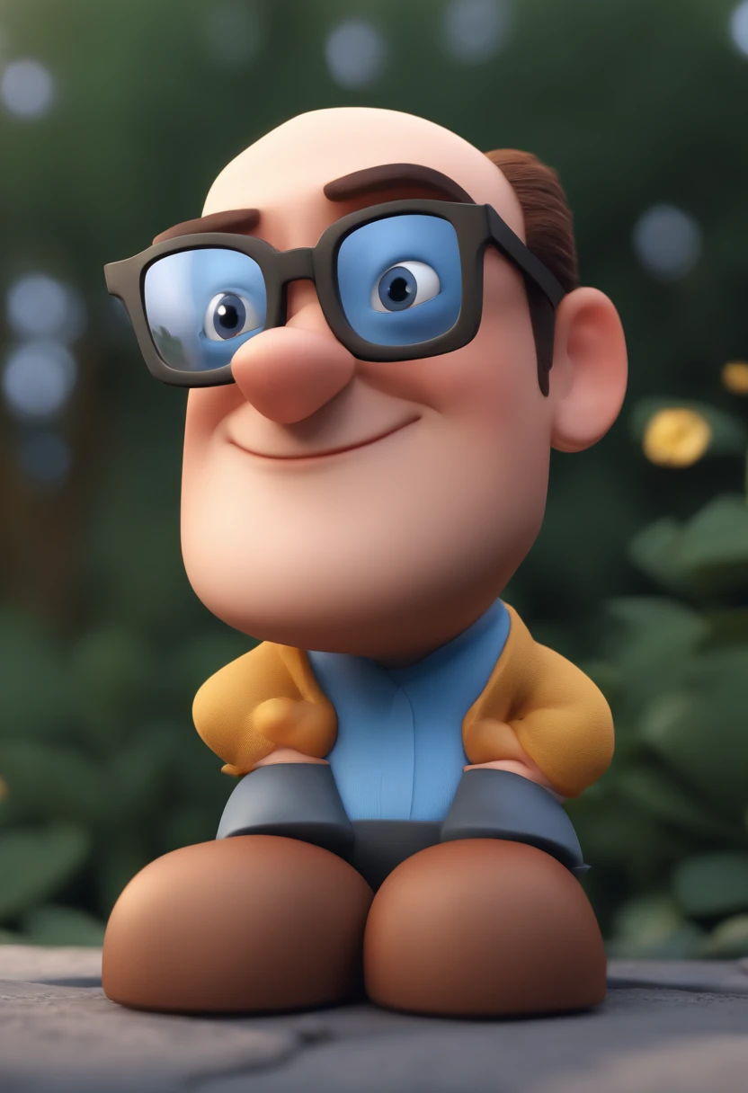 Cartoon character of a man with black glasses and a blue shirt, animation character, Caractere estilizado, animation style rendering, 3D estilizado, Arnold Maya render, 3 d render stylized, toon render keyshot, Personagem 3D, Personagem 3D, 3d rendering stylized, 3 d character render, personagem de desenho animado, Personagem de close up, Pose de personagem,  (Estilo Pixar) (master part:1.2) (Bokeh) (best quality) (pele detalhada) (textura detalhada) (8k) (argila) (Cinematic lighting) (foco nítido