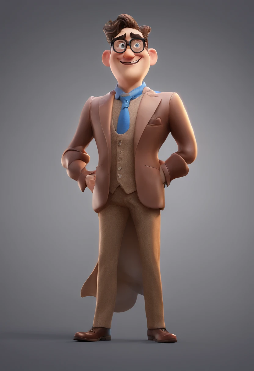 Cartoon character of a man with black glasses and a blue shirt, animation character, Caractere estilizado, animation style rendering, 3D estilizado, Arnold Maya render, 3 d render stylized, toon render keyshot, Personagem 3D, Personagem 3D, 3d rendering stylized, 3 d character render, personagem de desenho animado, Personagem de close up, Pose de personagem,  (Estilo Pixar) (master part:1.2) (Bokeh) (best quality) (pele detalhada) (textura detalhada) (8k) (argila) (Cinematic lighting) (foco nítido