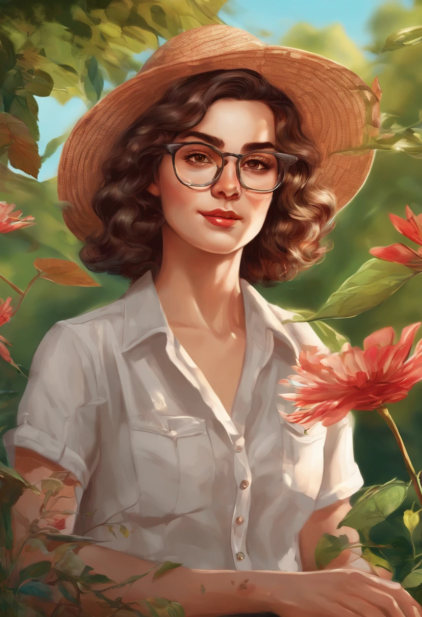 The prompt for Stable Diffusion:

A woman with short brown hair, in a masculine style, wearing red eyeglasses, dressed in casual clothing, sitting in a park.

Materials: Illustration, with a touch of oil painting.

Additional details: The park is filled with colorful flowers and lush green trees. The woman is holding a book in her hands and has a content expression on her face. There is a gentle breeze blowing through the park, causing the leaves to rustle.

Image quality: (highres, HDR, realistic:1.37) The image should have a high level of detail, with vibrant colors and realistic lighting.

Art style: Portraits mixed with a touch of nature and realism.

Color palette: Warm tones with pops of red from the woman's eyeglasses and flowers in the park.

Lighting: Soft sunlight filtering through the tree branches, creating dappled shadows on the ground.
