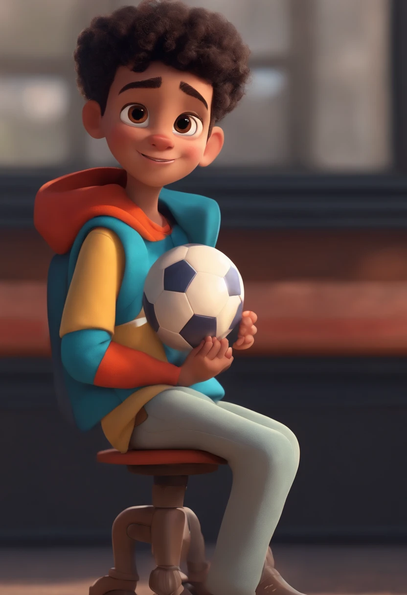 Image of a boy for a story in a YouTube video in Pixar format, He's the little allabester, He's the class leader, He's outgoing, Playful and gets up for a lot of things, cabelo curto