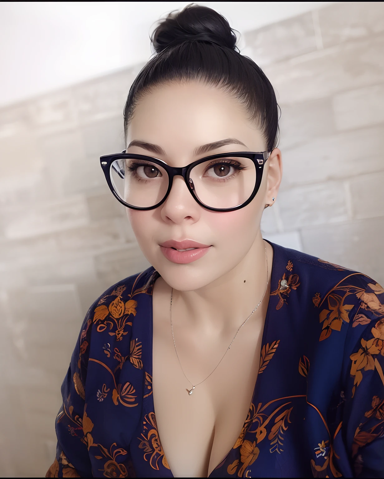 there is a woman with glasses and a necklace on her neck, wearing thin large round glasses, imagem de perfil, thick glasses, girl with glasses, girl wearing round glasses, Lorena Avarez, wearing black rimmed glasses, With eye Glasses, Alanis Guillen, fernanda suarez, with glasses on, Ayahausca, 3 0 anos de idade mulher
