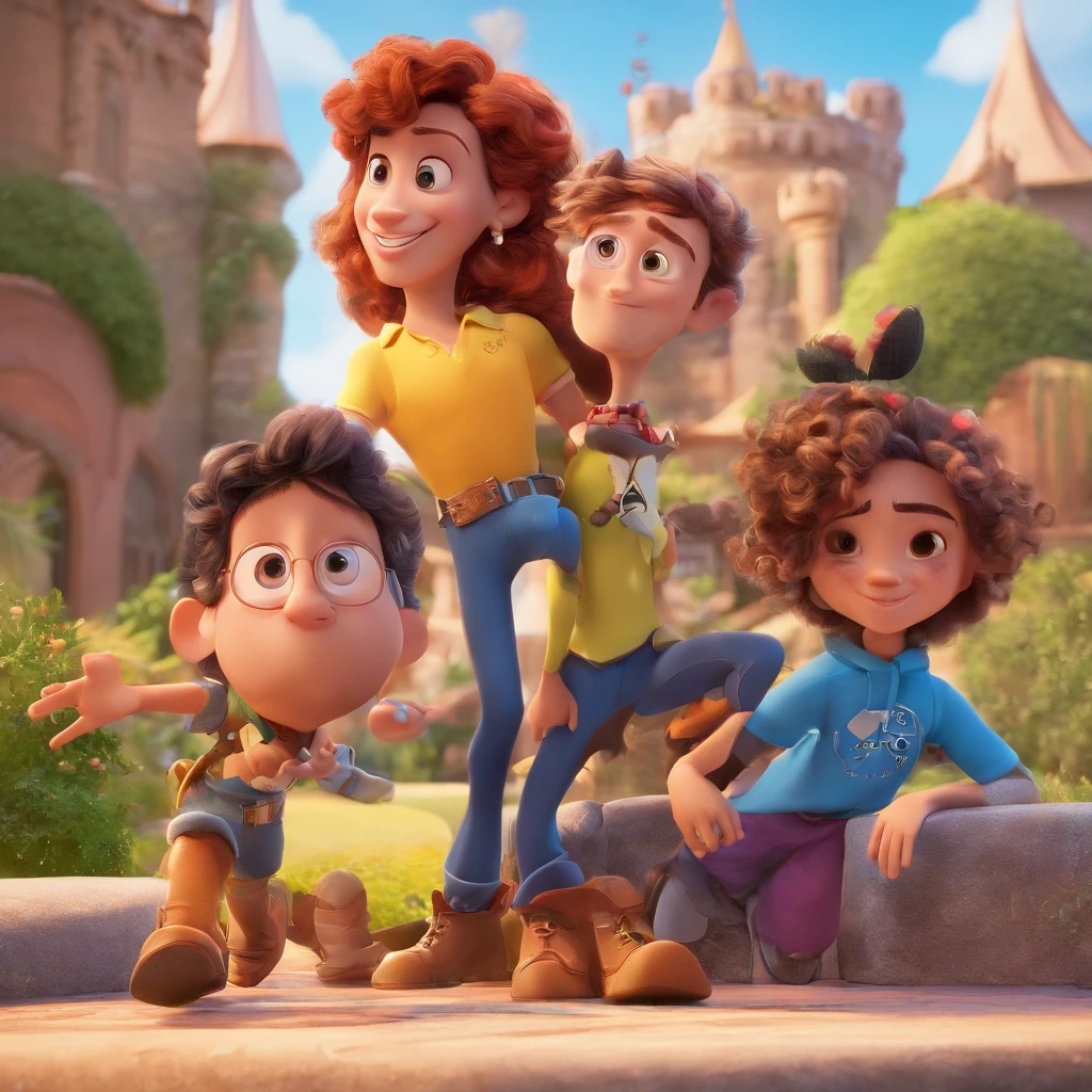 Create a Disney Pixar-inspired poster with the character being a prince reader, Um homem de cabelos pretos, the scene will be in Pixar's distinctive digital art style. Focus on character expressions, Vibrant colors and detailed textures present your animations