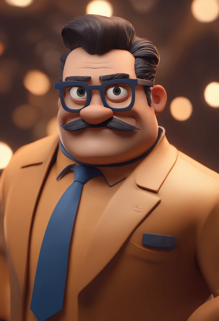 Cartoon character of a man with black glasses and a blue shirt, animation character, Caractere estilizado, animation style rendering, 3D estilizado, Arnold Maya render, 3 d render stylized, toon render keyshot, Personagem 3D, Personagem 3D, 3d rendering stylized, 3 d character render, personagem de desenho animado, Personagem de close up, Pose de personagem, (Estilo Pixar) (master part:1.2) (Bokeh) (best quality) (pele detalhada) (textura detalhada) (8k) (argila) (Cinematic lighting) (foco nítido