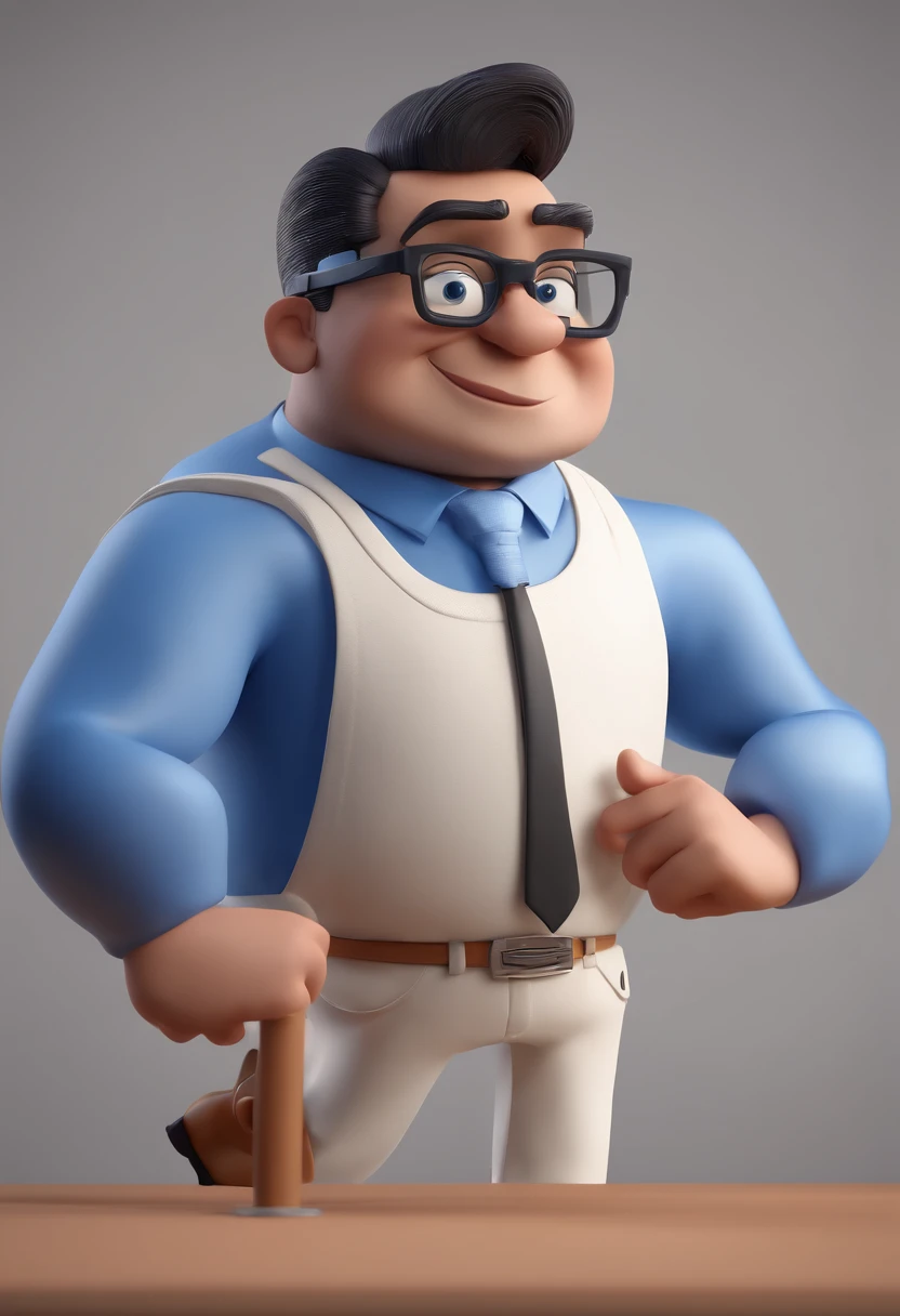 Cartoon character of a man with black glasses and a blue shirt, animation character, Caractere estilizado, animation style rendering, 3D estilizado, Arnold Maya render, 3 d render stylized, toon render keyshot, Personagem 3D, Personagem 3D, 3d rendering stylized, 3 d character render, personagem de desenho animado, Personagem de close up, Pose de personagem,  (Estilo Pixar) (master part:1.2) (Bokeh) (best quality) (pele detalhada) (textura detalhada) (8k) (argila) (Cinematic lighting) (foco nítido