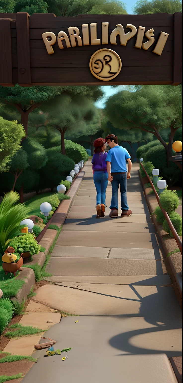 Casal feliz estilo Disney Pixar
