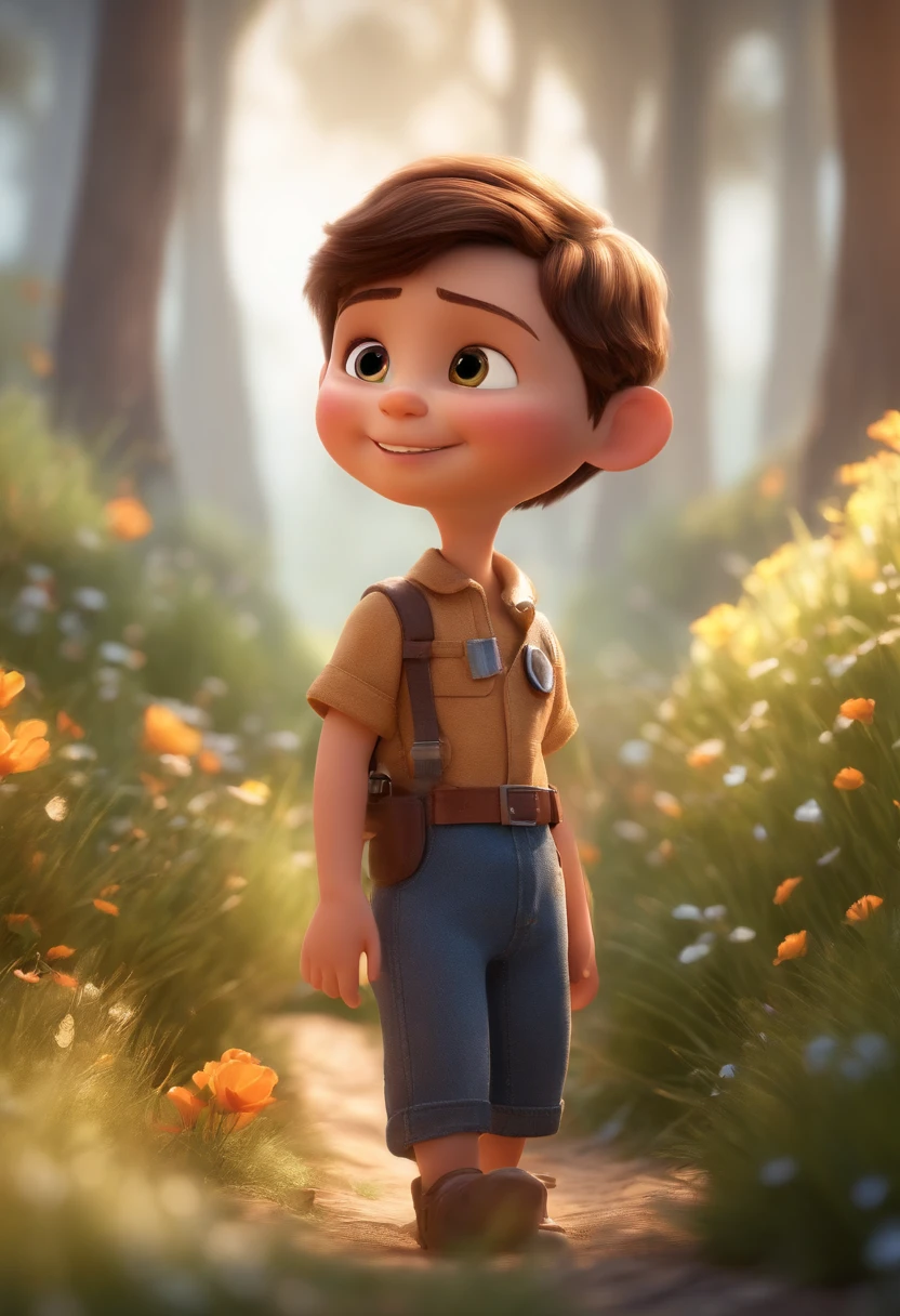a happy cute ??? standing short hair, vestindo uma fantasia espacial, , fundo branco, barnet, Tom, Estilo Pixar, ....3d, desenhos animados, rosto detalhado, asymmetrical 16k