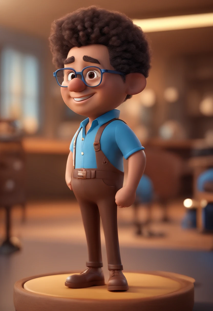 Cartoon character of a man with black glasses and a blue shirt, animation character, Caractere estilizado, animation style rendering, 3D estilizado, Arnold Maya render, 3 d render stylized, toon render keyshot, Personagem 3D, Personagem 3D, 3d rendering stylized, 3 d character render, personagem de desenho animado, Personagem de close up, Pose de personagem, (Estilo Pixar) (master part:1.2) (Bokeh) (best quality) (pele detalhada) (textura detalhada) (8k) (argila) (Cinematic lighting) (foco nítido