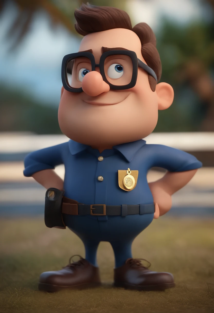 Cartoon character of a man wearing black glasses and a blue shirt, um personagem animado, Caractere estilizado, animation style rendering, 3D estilizado, Arnold Maya render, 3 d render stylized, toon render keyshot, Personagem 3D, Personagem 3D, 3d rendering stylized, 3 d character render, personagem de desenho animado, Personagem de close up, Pose de personagem, (Estilo Pixar) (master part:1.2) (Bokeh) (best quality) (pele detalhada) (textura detalhada) (8k) (argila) (Cinematic lighting) (foco nítido,Senta e vaza a parte superior do corpo