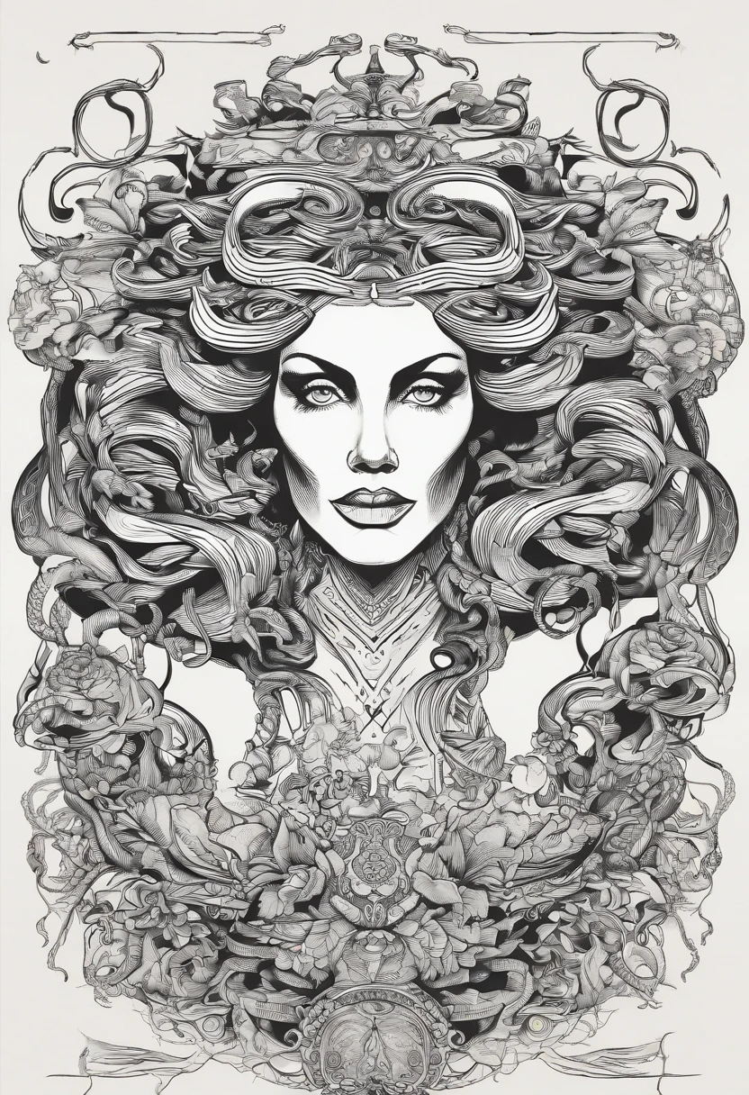 medusa, estilo tatuagem, Oldskull, lo gothic