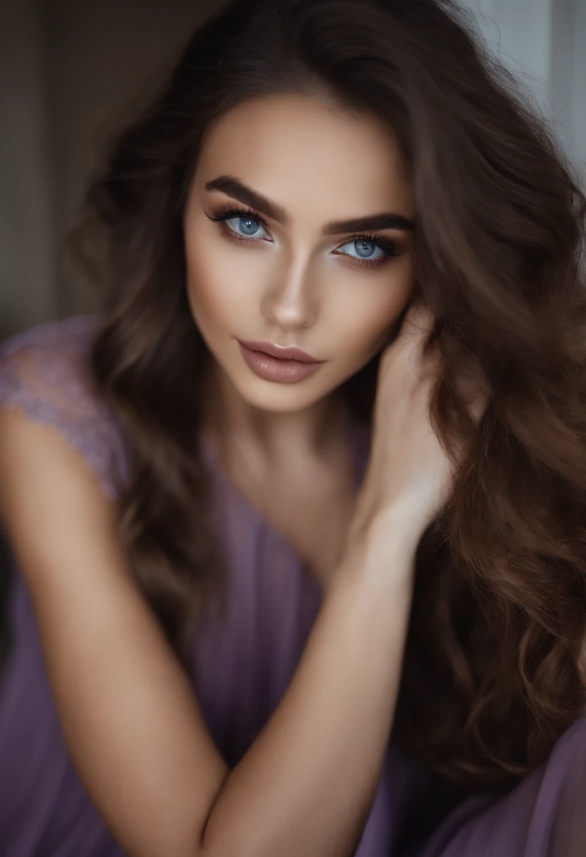 Femme arafed avec débardeur et culotte assortis, fille sexy aux yeux bruns, Portrait Sophie Mudd, cheveux bruns et grands yeux, Selfie d’une jeune femme, Yeux de chambre, Violet Myers, sans maquillage, maquillage naturel, Regarder directement la caméra, Visage avec Artgram, Maquillage subtil, Superbe photo du corps entier, dans un endroit aléatoire, clivage