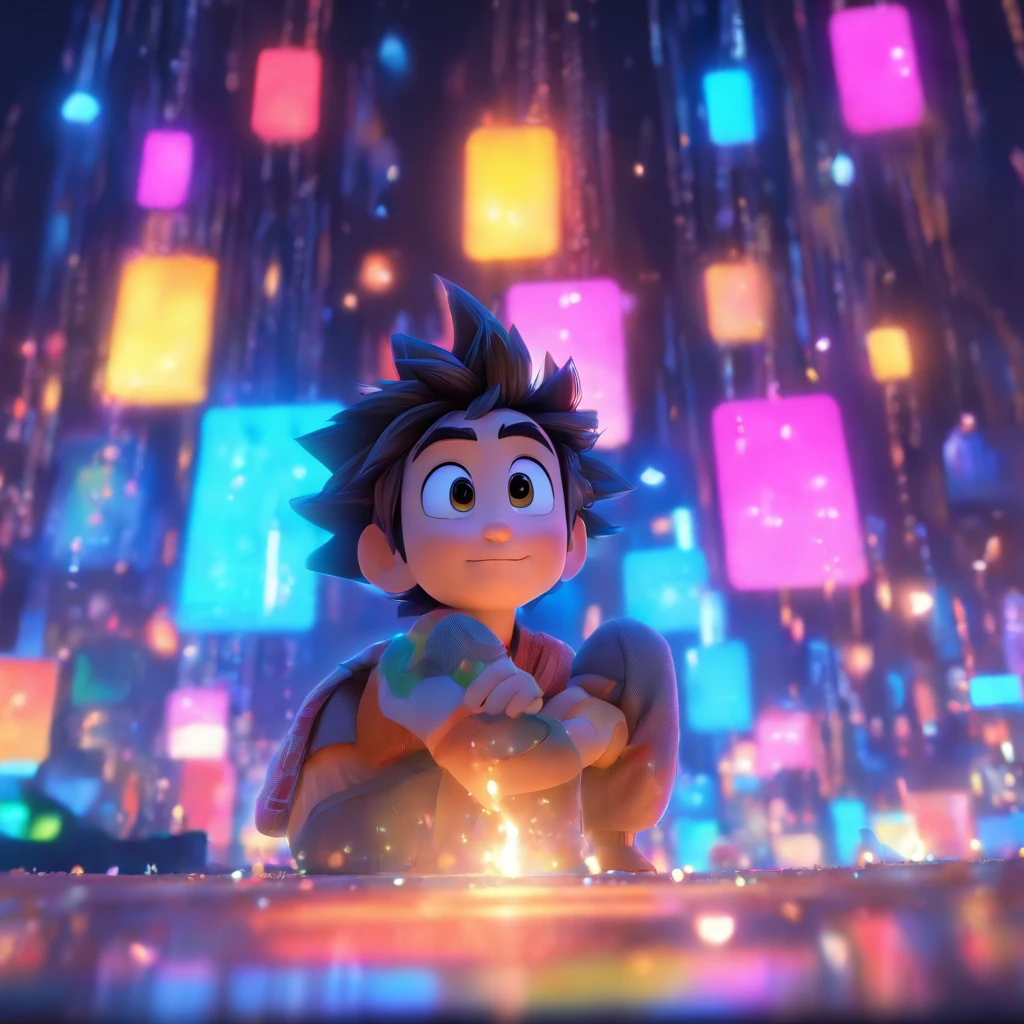 （Estilo Pixar),Modelo de quarto pequeno aconchegante, Modelo de personagem em miniatura, fonte de luz da direita para a esquerda, Rum lighting, fonte de luz da direita para a esquerda, (ISO distance vision), (de cima para baixo), Realistic proportions, Post-processing, ((perspectiva ortogonal)), Super Detalhe, Realistic, super realistic, photoreal render, Cor irridescent, Glitters