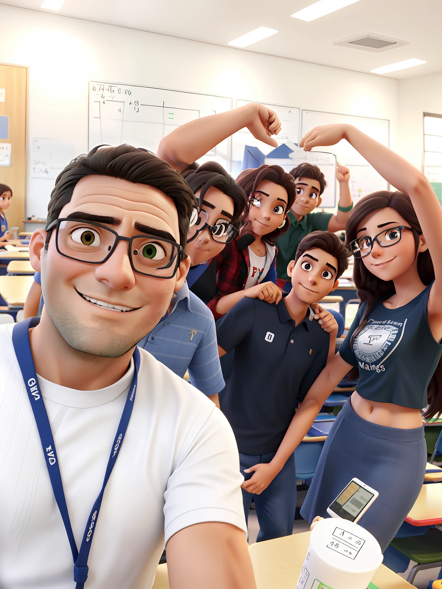 Math teacher with his students in classroom. Melhor qualidade