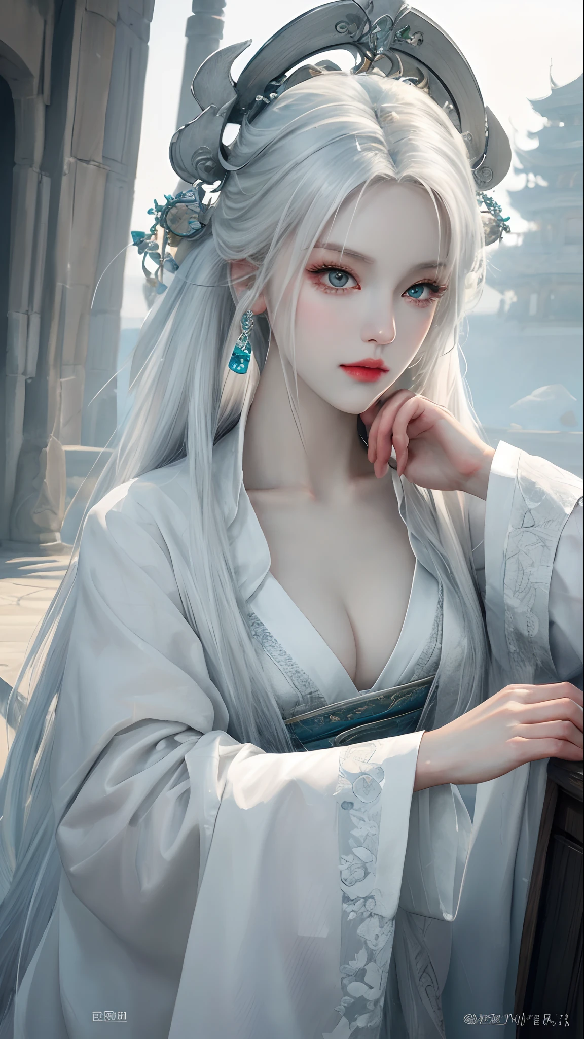 a close up of a woman with white hair and a white mask, beautiful character painting, guweiz, artwork in the style of guweiz, white haired deity, by Yang J, epic exquisite character art, stunning character art, by Fan Qi, by Wuzhun Shifan, guweiz on pixiv artstation