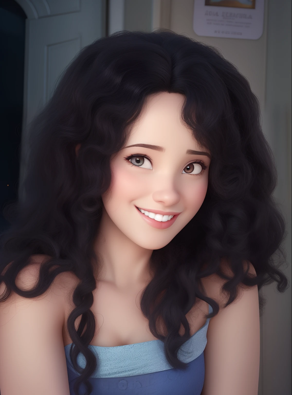 Post estilo Pixar com nome Elayne no fundo.