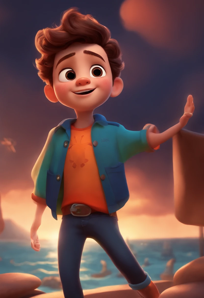 Image of a boy for a story in a YouTube video in Pixar format, He's the little allabester, He's the class leader, He's outgoing, Playful and gets up for a lot of things