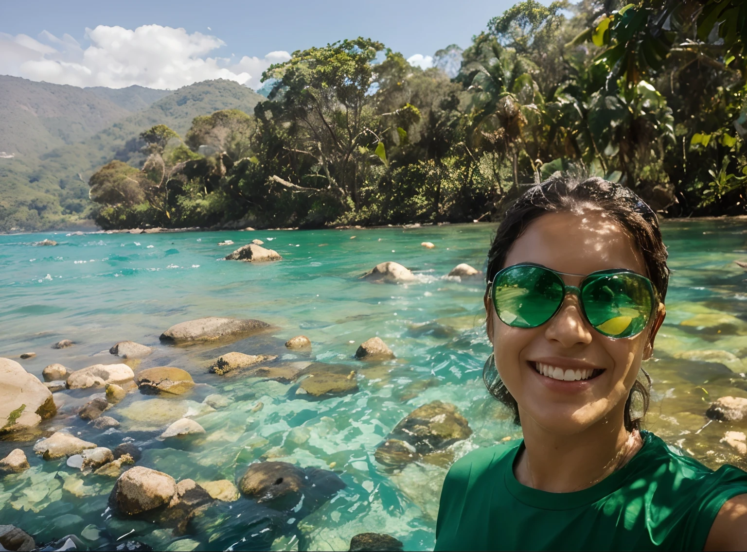 Fazendo trilha no rio de pedras, Clear water sunny day green trees